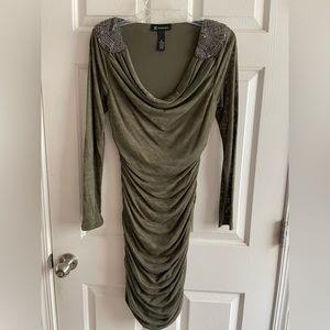 INC international concepts olive green midi Elegant Dress size medium